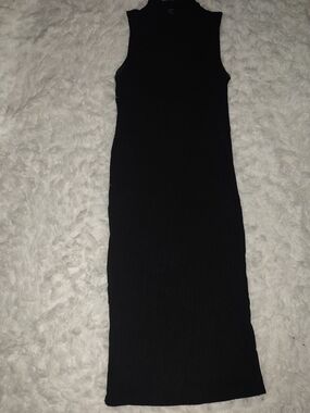 Ambiance Black Sleeveless Ribbed Fitted Dress